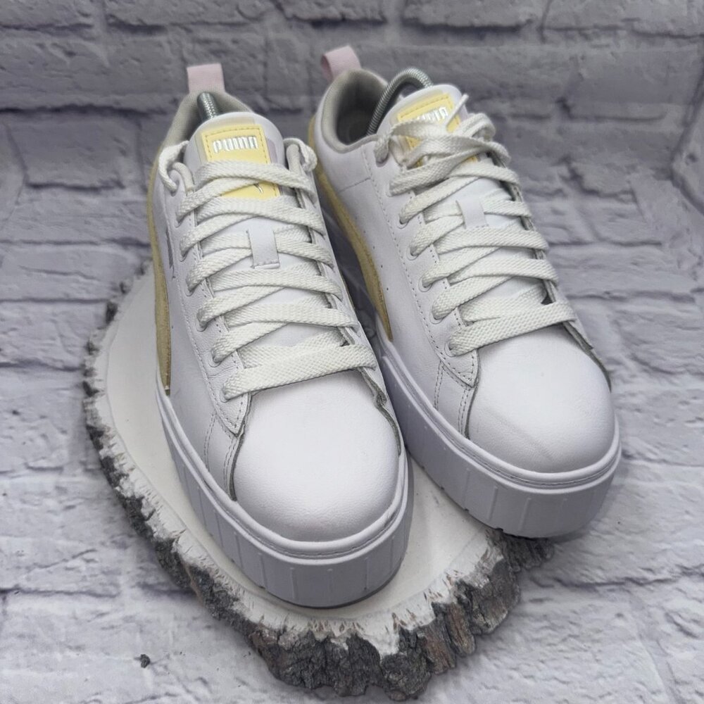 Puma Women's Size 11 Mayze Platform White Yellow Pink Sneakers Casual Shoes - Picture 3 of 12